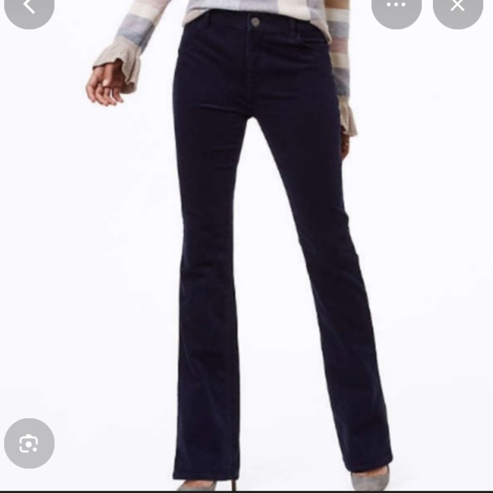 LOFT Women's Dark Blue Corduroy Flare Pants